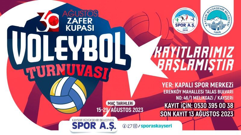 Büyükşehir’in 30 Ağustos Zafer Kupası Voleybol Turnuvası Kayıtları Başladı